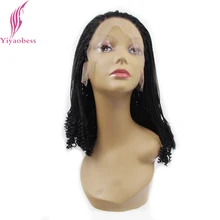 Yiyaobess Heat Resistant Synthetic Lace Front Wig Medium Hairstyles Glueless Black Micro Braided Wigs For African American Women Yiyaobess Heat Resistant Synthetic Lace Front Wig Medium Hairstyles Glueless Black Micro Braided Wigs For African American Women