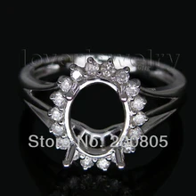 Vintage Oval 7x9mm 14Kt White Gold Natural Diamond Semi-mount Ring Fine Jewelry for Women Wedding Christmas Gift Wholesale WU128