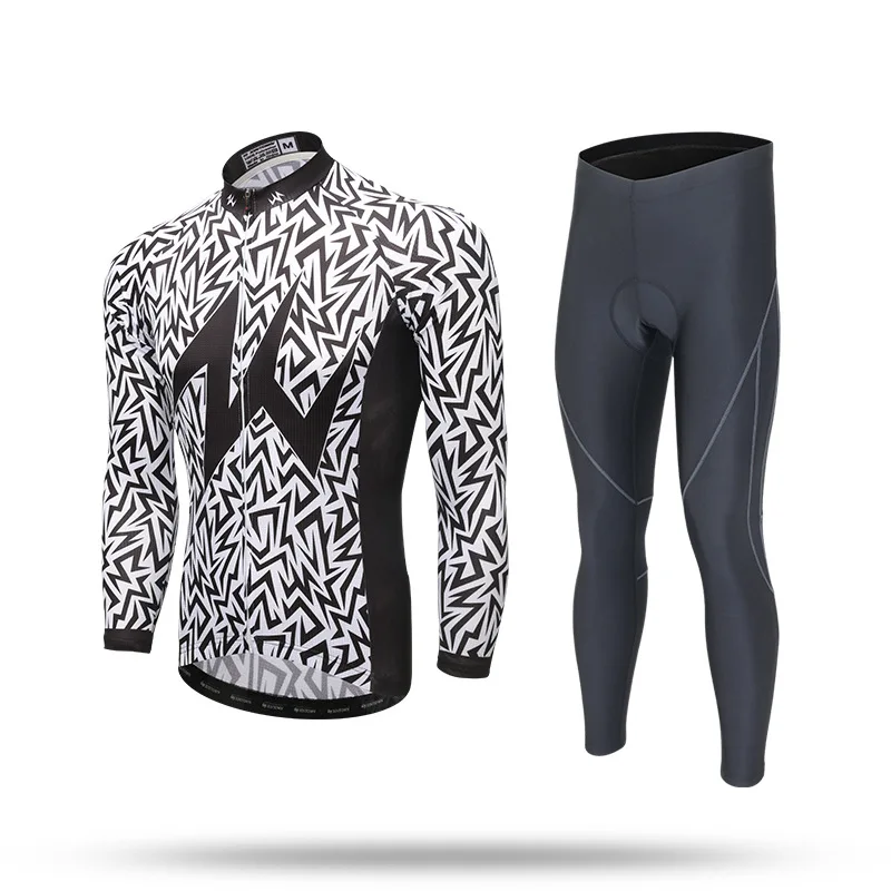 

New Men Cycling Sets Black White Anti-sweat Jersey Pants with GEL Pad Bike Bicycle Trousers Suit Sportswear Ciclismo Bicicleta