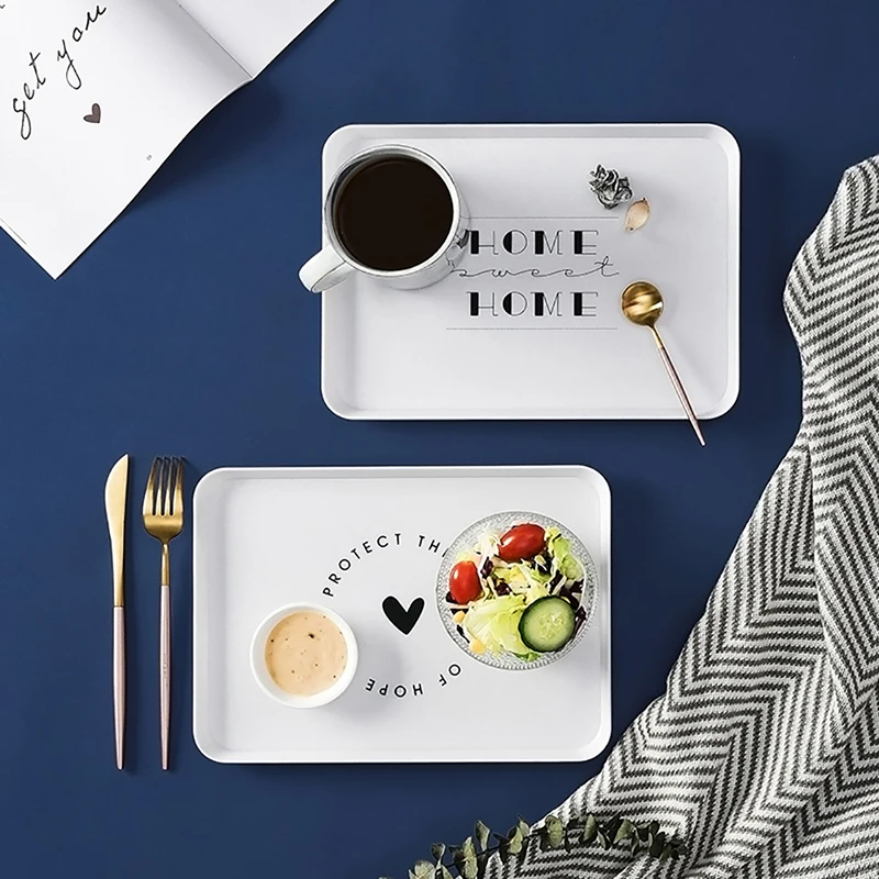Скандинавский стиль минималистичный пластиковый домашний маленький белый поднос для кофе, чая, завтрака тарелки для закусок офисный стол хранение Органайзер