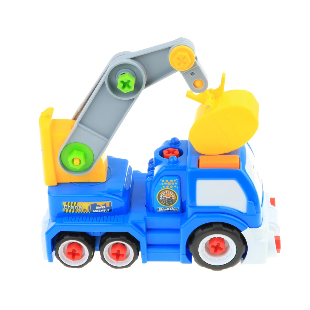 Take Apart Constructions Vehicles Toys - Assemble RC remote control Engineering Truck w/ Electric Drill Tool Kit Screwing Block