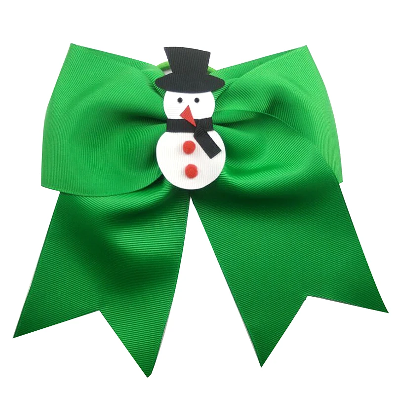 

4 pcs new 7 inch Christmas Cheer Bows snowman Elastic Hair Bands Hair Bows For Kids Girls Hair Accessories