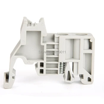 

100PCS E-UK 35mm DIN Rail End Screw Clamp Terminal Fixed Block Gray Feed-Through Terminal Block Combined Type