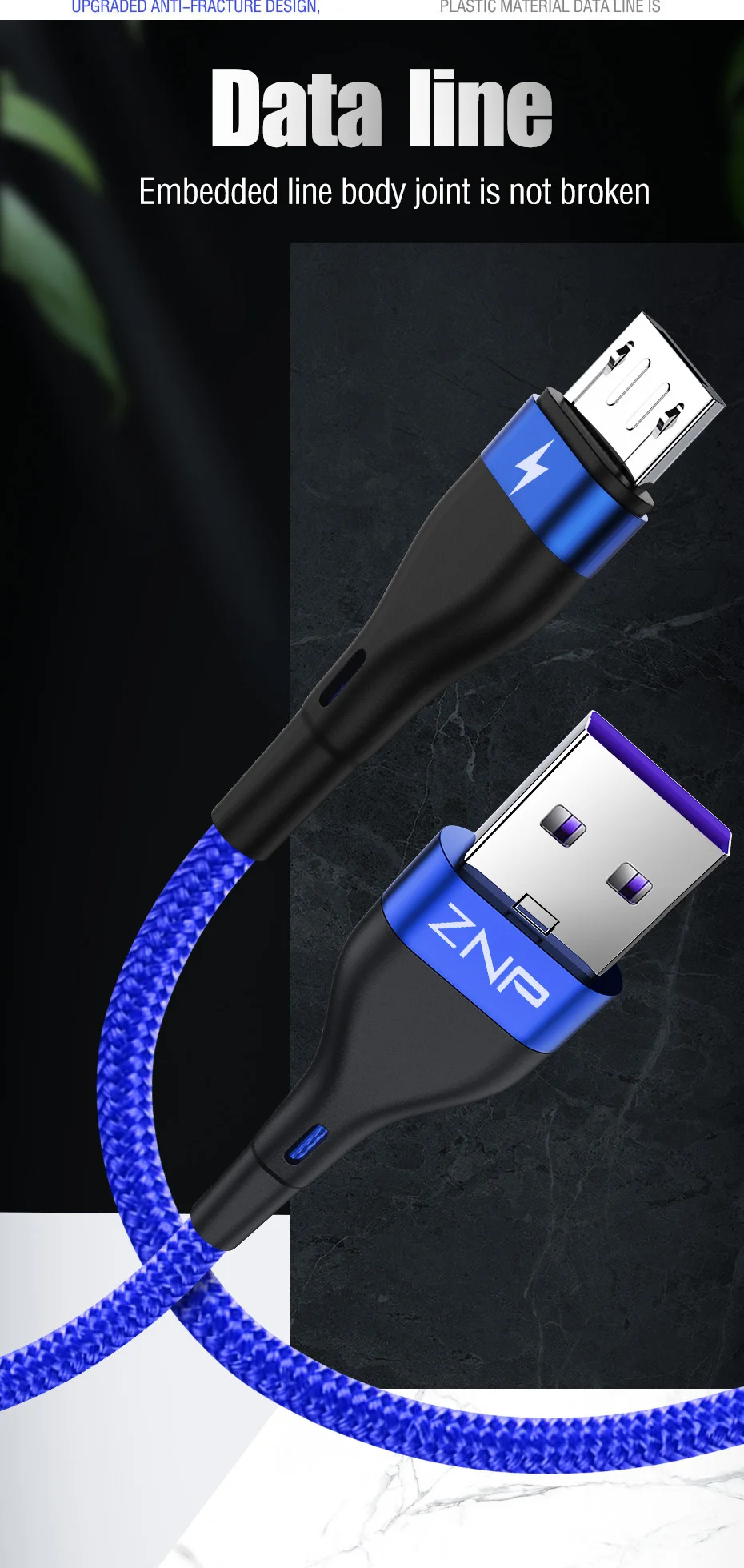 ZNP 3A Micro USB кабель Быстрая зарядка USB кабель для передачи данных нейлоновый кабель синхронизации для samsung a7 J5 Xiaomi Redmi Note 4 5 Android Microusb кабель