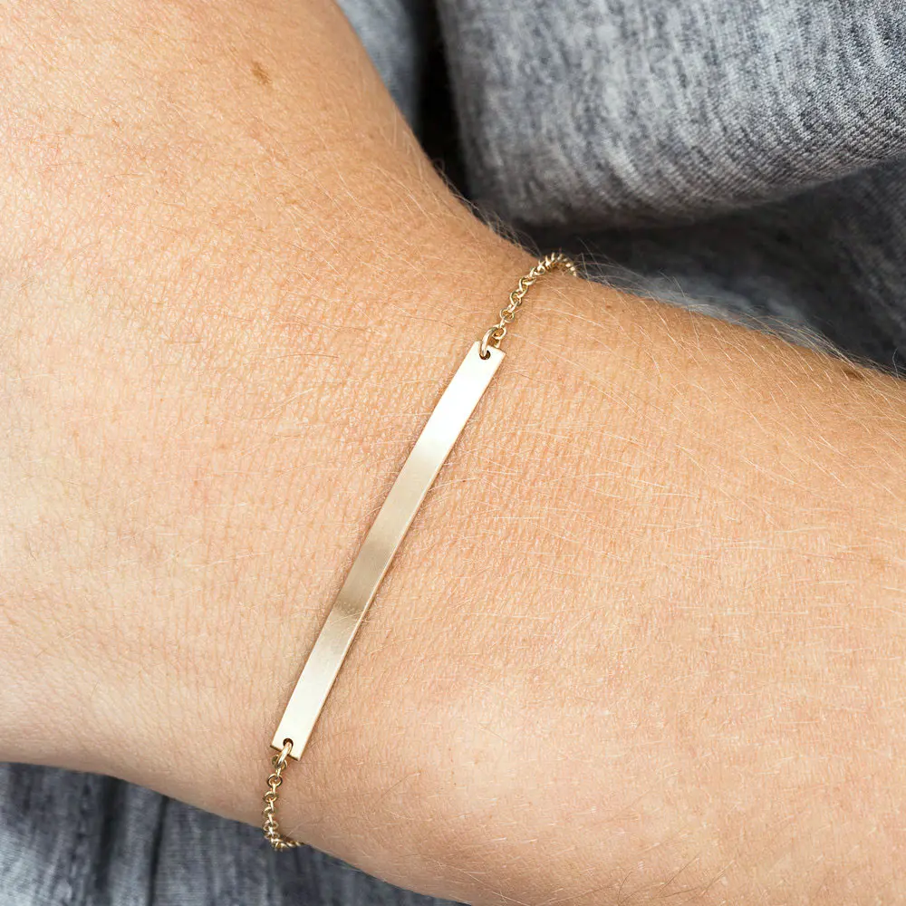

e-Manco 925 Sterling Silver Thin Long Stick Charm Bracelets for Women Gold Color Adjustable Bangles Fashion Jewelry EMBL004