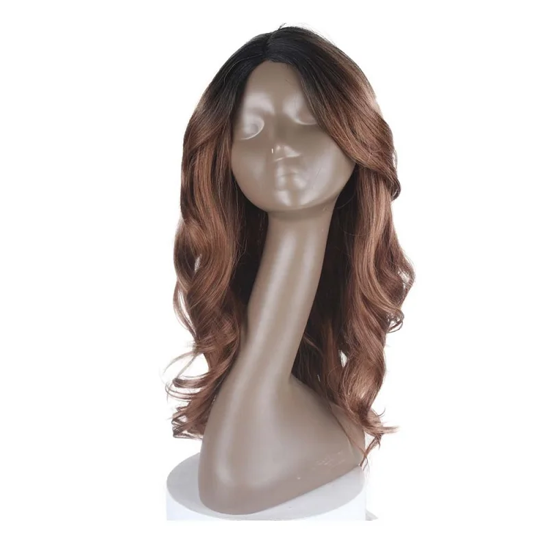 Парики из искусственных волос средней длины, волнистые, 25 дюймов, доступны предварительно выщипанные парики для черных женщин - Цвет: DR30