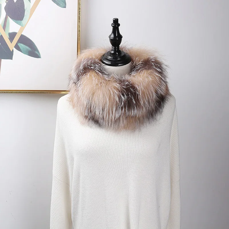 

MS.MinShu Fluffy Fox Fur Collar Scarf Real Fox Scarf Natural Fox Fur Collar Winter Women Fur Scarf In Multi colors Free shipping