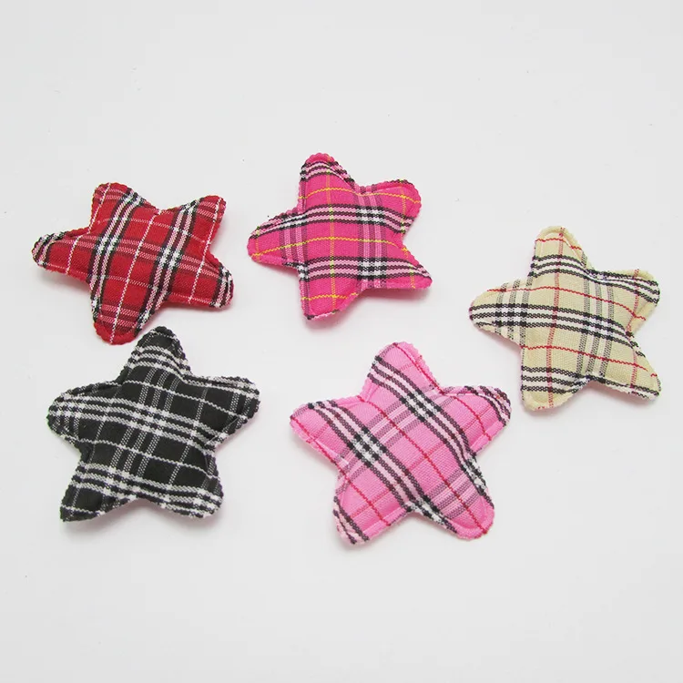 

20pcs/lot 4cm Cute Padded Felt/Gingham Star Shape Appliques Kidsc DIY, Baby BB Clip Accessories