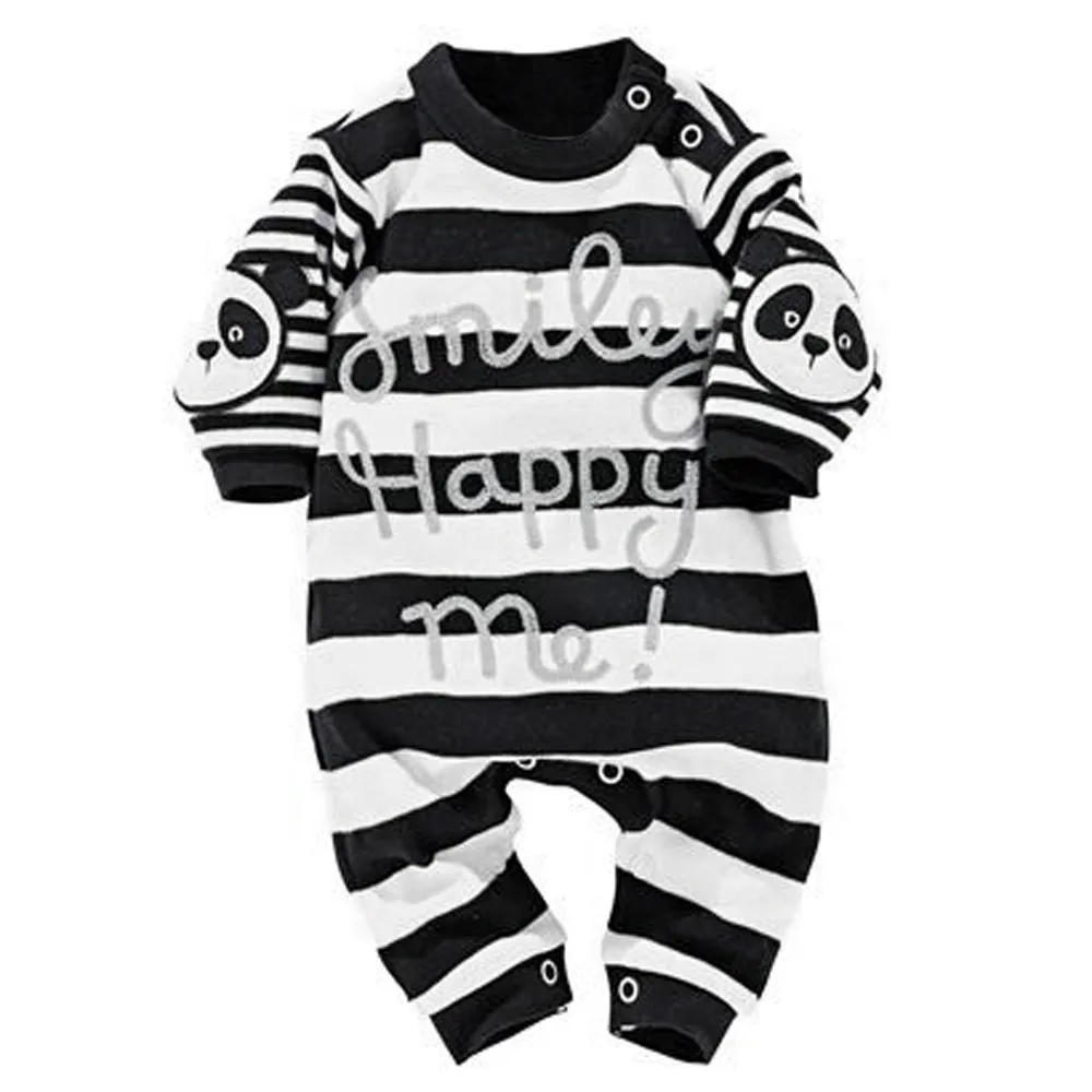 

LONSANT Romper Newborn Infant Baby Boys Girl Stripe Panda Print Romper Jumpsuit Outfits Clothes Dropshipping Wholesale