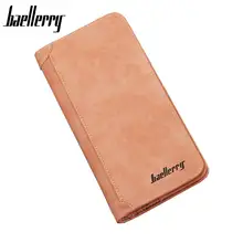 Модный длинный кошелек, мужской кошелек, кожзам, кошелек, высокое качество, дизайнерские, брендовые бумажники baellerry, 4 цвета, коричневый
