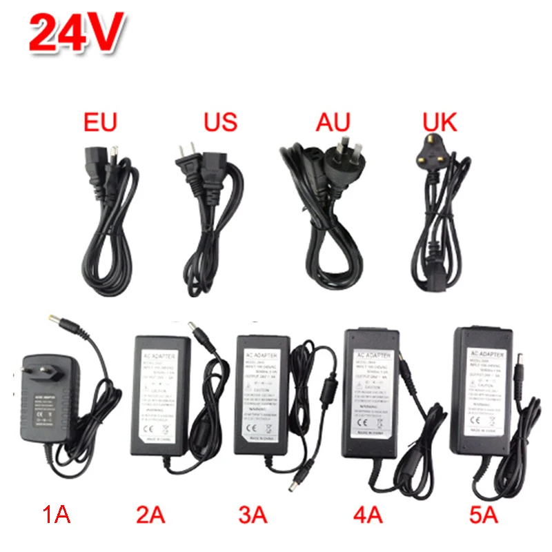 

AC100V-240V to DC 24V 48V 1A 2A 3A 5A with power cord LED strip light Power Supply Charger Adapter Transformer Converter