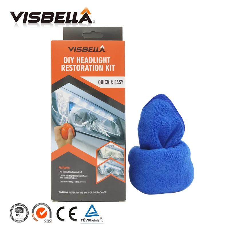 Visbella Headlamp Polishing Paste Kit DIY Headlight Restoration System for Car Care Repair Hand Tool Sets by Manual with Cloth Visbella Headlamp Polishing Paste Kit DIY Headlight Restoration System for Car Care Repair Hand Tool Sets by Manual with Cloth