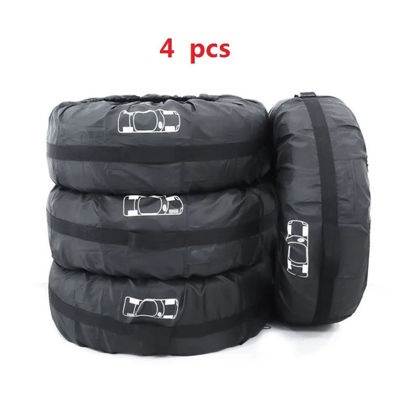 

4Pcs Spare Tire Cover Case Polyester Winter and Summer Car Tires Storage Bag Automobile Tyre Accessories Vehicle Wheel Protector