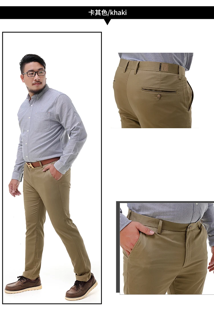 Большие размеры, Мужские штаны, очень эластичные ультратонкие повседневные классические брюки, хлопковые большие повседневные длинные брюки, размер 31-52