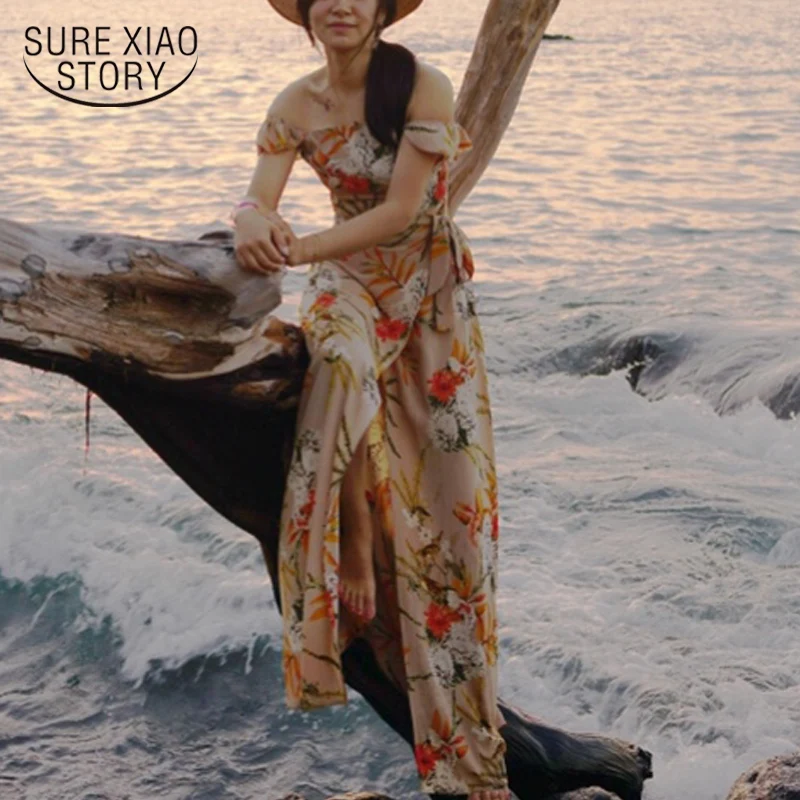 

new summer dresses bohemian holiday 2018 goddess dresses sexy lady slash neck women dresses print vintage women clothing 0224 40
