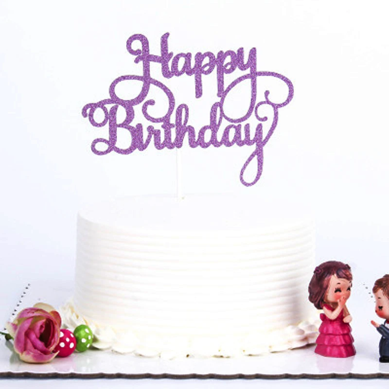 10Pcs/Lot Cake Decoration Toppers Happy Birthday Glitter Letter for