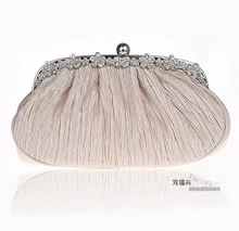 Geraffte Seide Hochzeit Tasche Strass Frauen Party Bag Abendtasche Luxuriöse Strass Frauen Handtasche