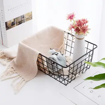 

Iron Desktop Storage Basket Bread Fruit Basket Sundries Organizer Bath Baskets Snacks Toy Container Cosmetic Clothes Storage Box