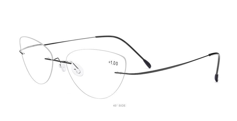 Без оправы, очки для чтения, оправа, титановая, для женщин,, ультралегкий, кошачий глаз, дальнозоркость, дальнозоркость, бескаркасные+ 1,0+ 1,5+ 2,0+ 2,5