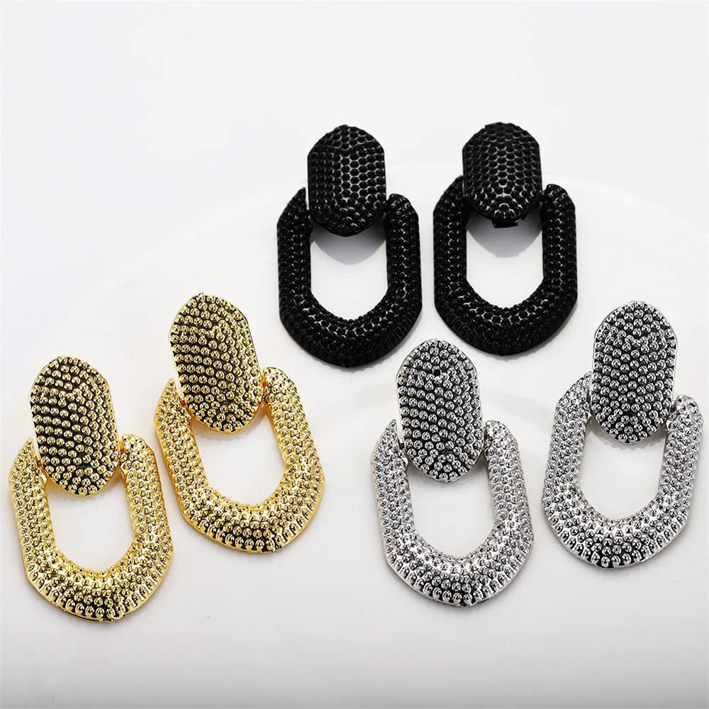 

Girlgo Metal Geometric Drop Earrings For Women Oval Circle Long Drop Earrings Statement Brincos Female Wholesale Party Jewelry