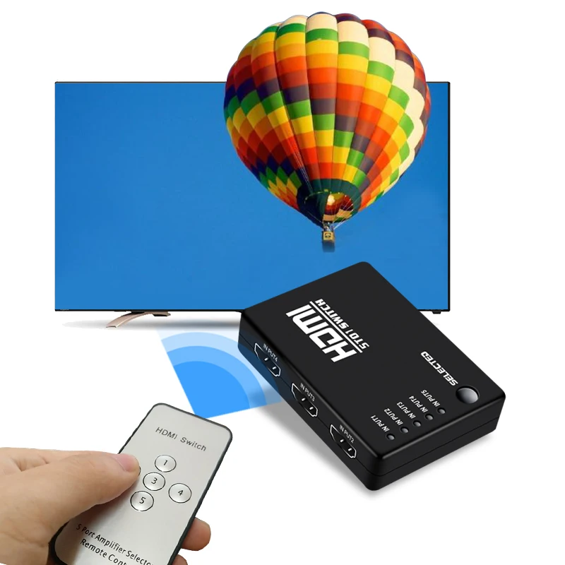 HDMI коммутатор разветвитель HDMI концентратор 5 портов 1080P видео HDMI разветвитель с ИК-пультом дистанционного разветвителя коробка для HDTV DVD для PS3