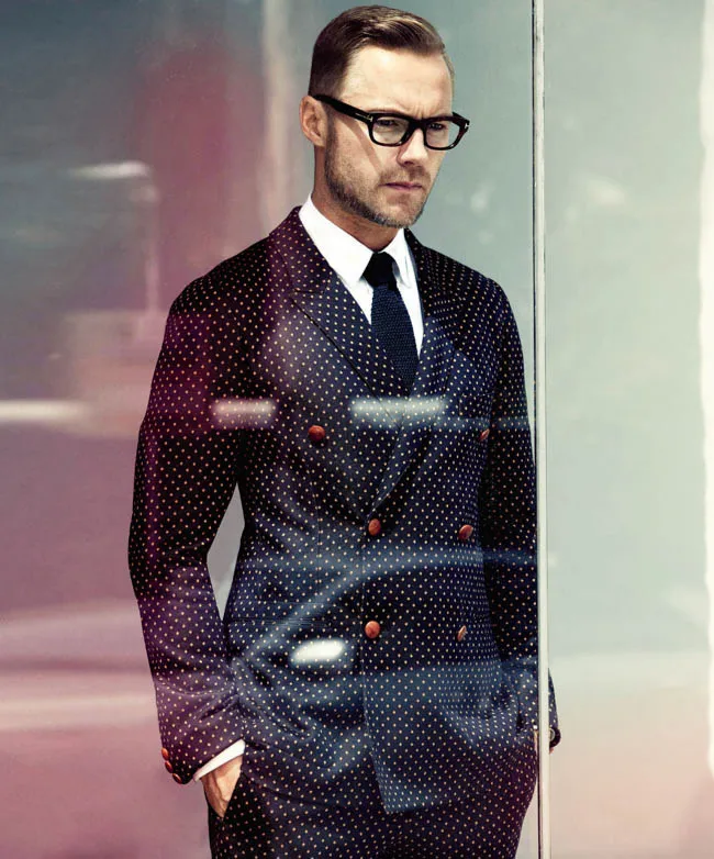 double breasted grid lapel suit