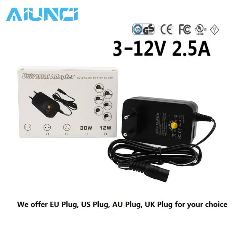 Alimentatore universale AC DC 3V 4,5V 5V 6V 7,5V 9V 12V 30W porta USB, per dispositivi elettronici domestici da 3-12V, router, altoparlanti, lampade | Leroy Merlin