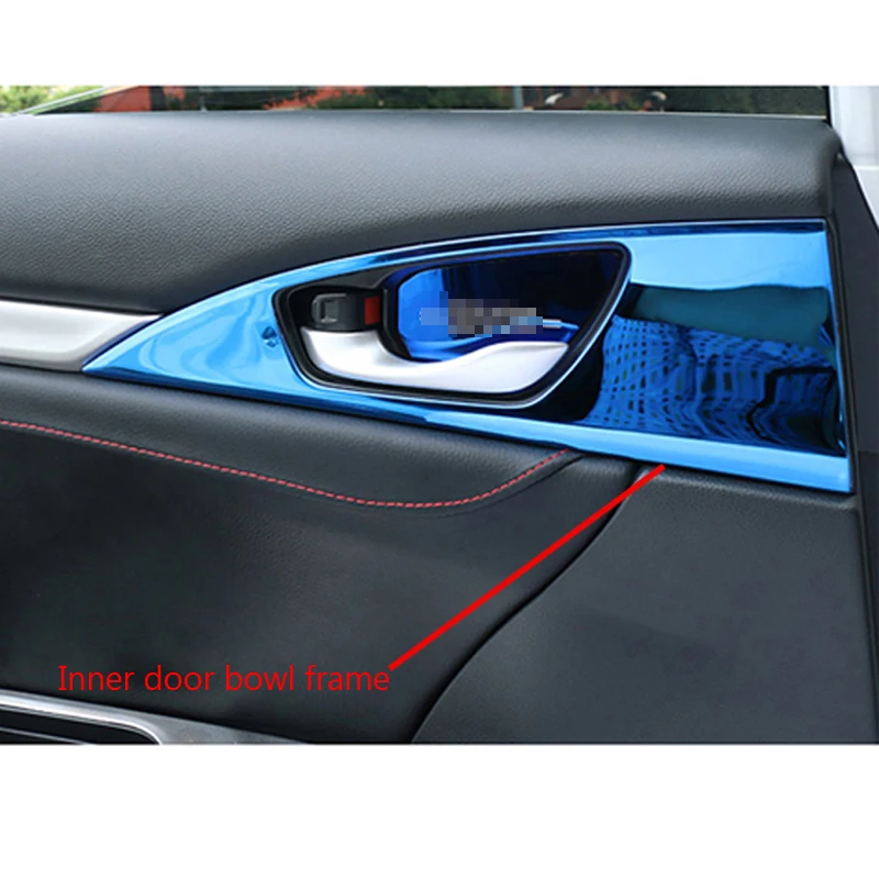 For Honda Civic 2016 Chrome Door Handle Catch Cover Bowl Decoration Frame 8x