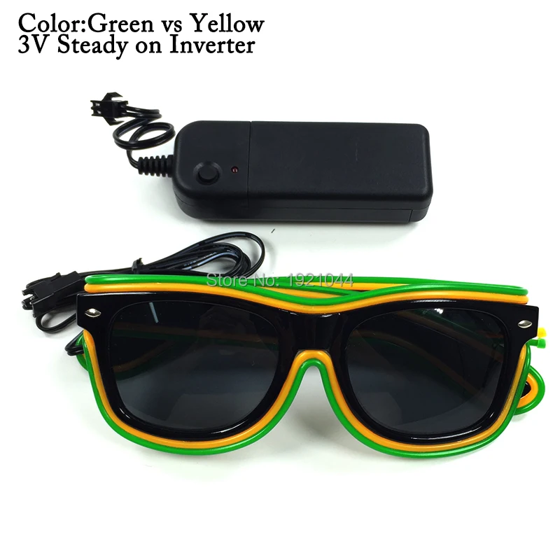 Cheap EL Wire Sunglasses with Black lens 100pcs Double Color Costume Rave Props for Party DIY Decor