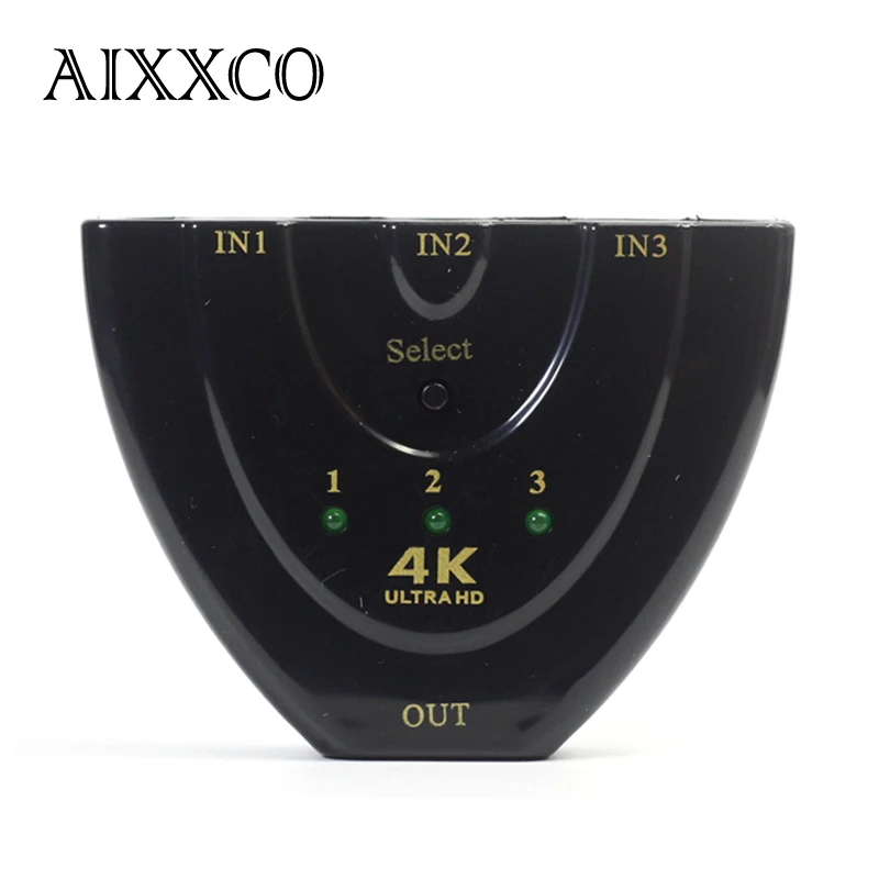

AIXXCO 3 Port 3D 1.4 4K * 2K HDMI Switcher HDMI Splitter 3 Input to 1 Output  For Laptop DVD Player PS3 4 For Android TV Box