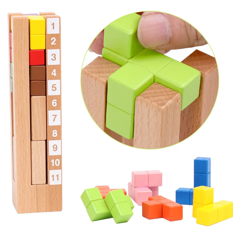 

Wooden Building Blocks Montessori Learning Educational Toys for Children Boys Girls Early Education Game