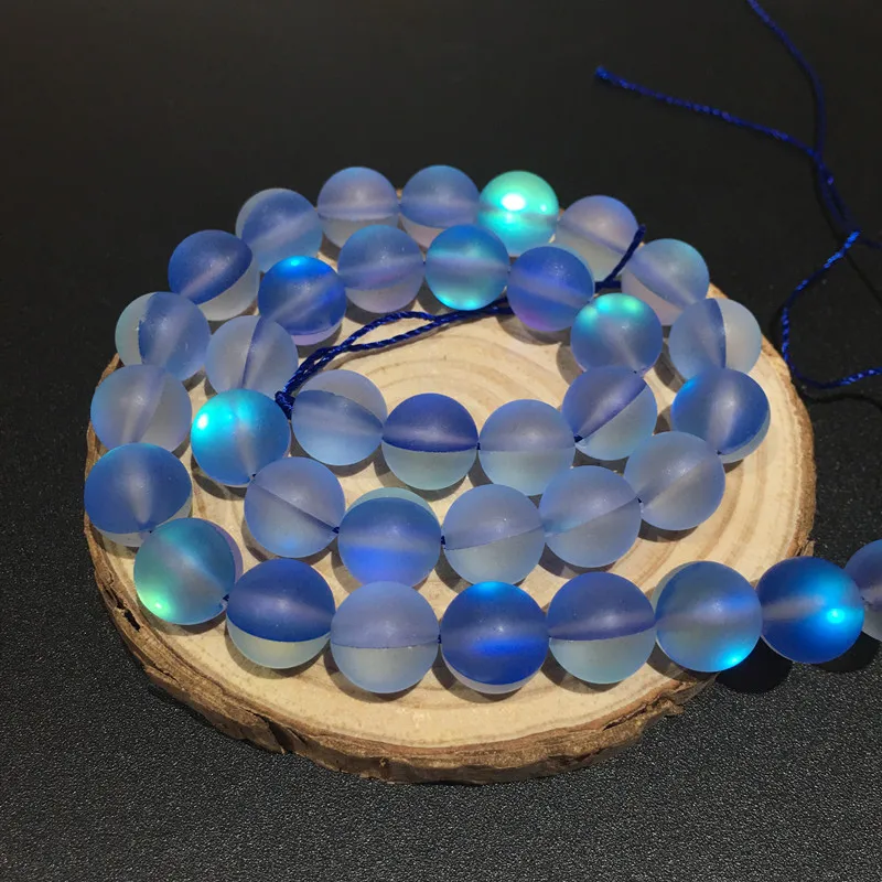 Buy 6 8 10 12mm Round Loose Matte Moonstone Beads Blue