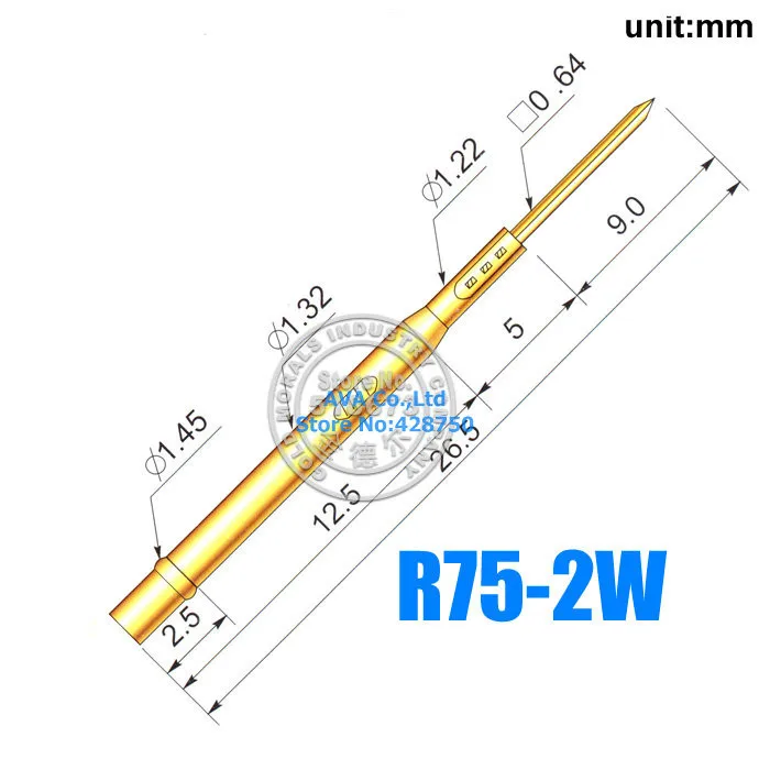 100 шт. R75-2W Пробник Pogo контактный разъем подходит P75 серии