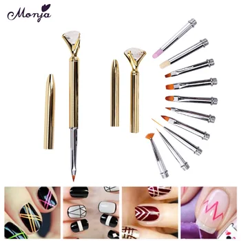 

Monja Metal Head Nail Art Dotting Pen Drill Point Flower Line Rhinestones Tip Painting Drawing UV Gel Polish Removable