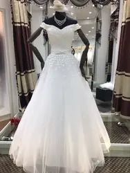 Настоящая фотография V образным вырезом Лепесток жемчуг тюль Принцесса Свадебные платья платье с корсетом 2019 De Mariage индивидуальный заказ