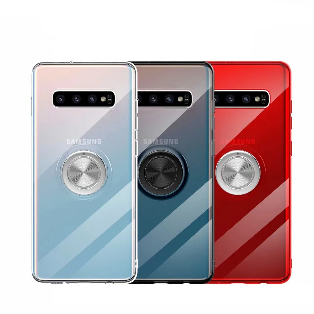 360 Degree Rotating Finger Ring Holder Transparent Clear Case Cover For Galaxy S10 Plus S10e | Мобильные телефоны и