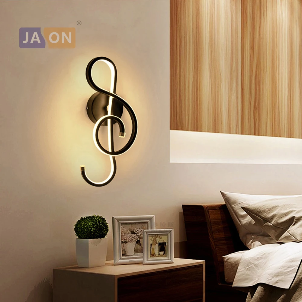 

LED Nordic Iron Aluminum Acryl Black White Music Note LED Lamp LED Light Wall lamp Wall Light Wall Sconce For Bedroom Corridor