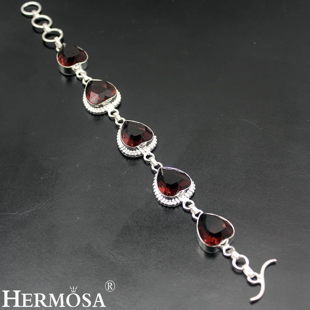 

Hermosa Jewelry Classic Fashion Heart 925 Sterling Silver Bracelets 8 inch Adjustable HM872