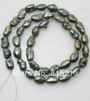 

wb 0071 6mm*9-10mm keshi green pearl loose beads strand 15" long