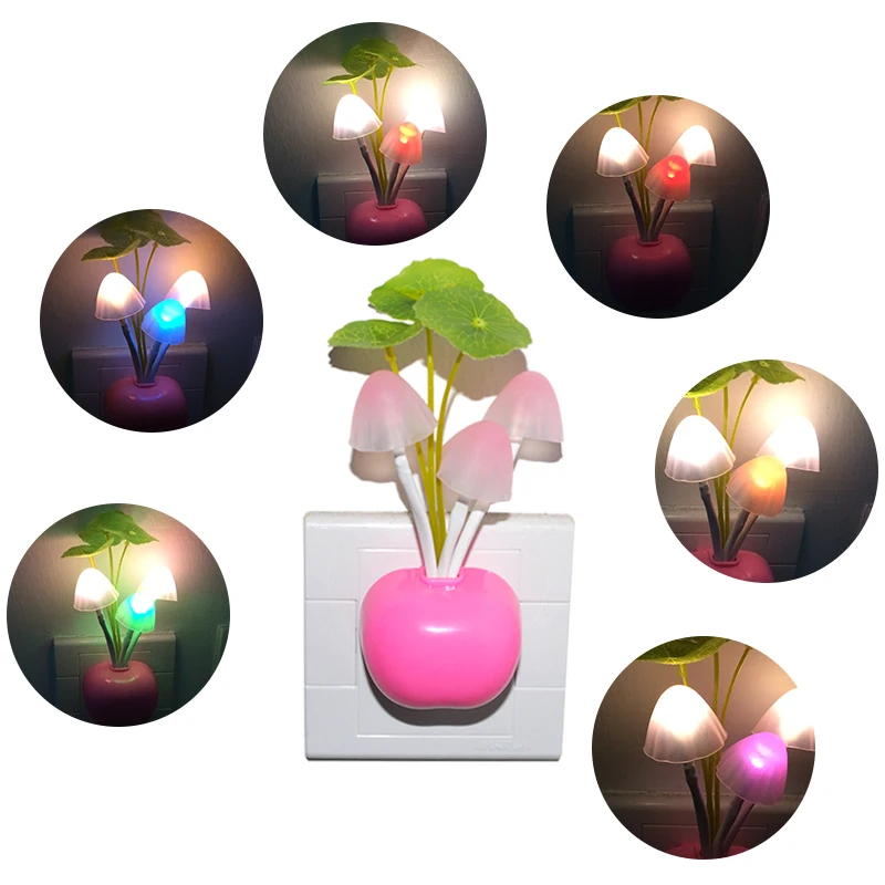 

Light Sensor LED Night Light Mushroom Wall Socket Lights Luminaria Decorative Lamp Nightlight for Child Home Bedroom EU US Plug