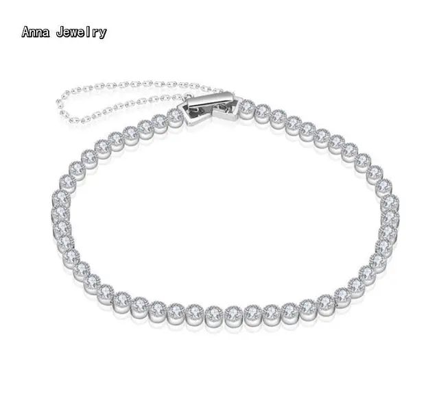 Little Luxury Designer 925 Silver Tennis Chain Bracelet Sterling Little Luxury Designer 925 Silver Tennis Chain Bracelet Sterling With Paved Zircons