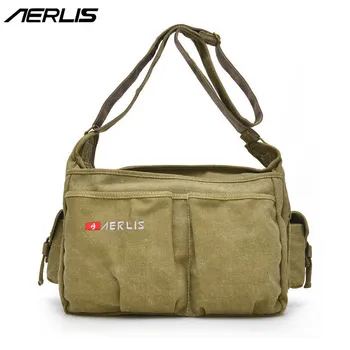 

AERLIS Mens Handbags Canvas PU Leather Shoulder Messenger Bag For Books Laptop Casual Crossbody Males Business Bags A4279