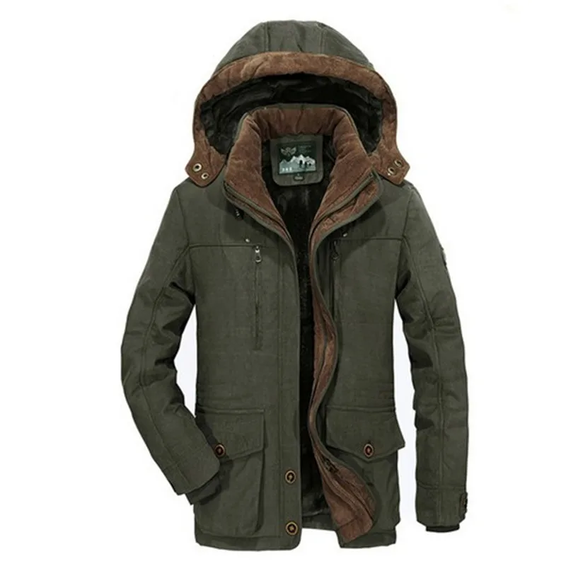A nova jaqueta de inverno Homens de Meia idade Mais thjck quente casaco jaqueta com capuz casuais dos homens do revestimento do 