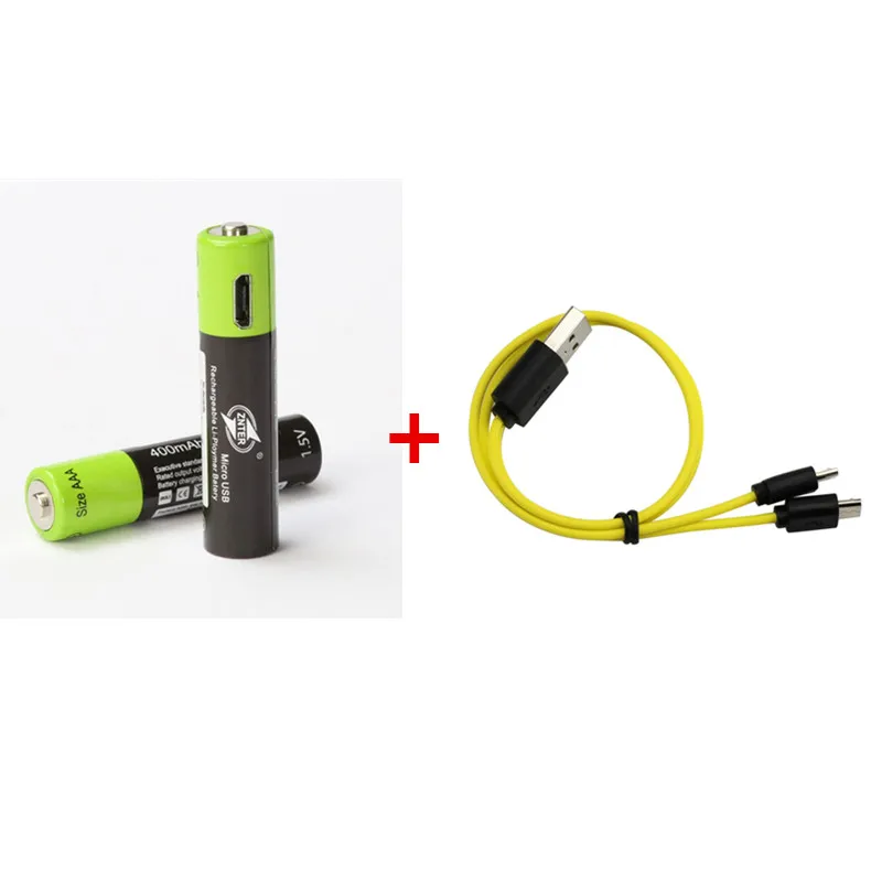 battery with cable ZNTER 2 шт Универсальный ультра-эффективный AAA 1,5 V 400mAh USB перезаряжаемый литий-полимерный аккумулятор для радиоуправляемого дрона камеры - Цвет: battery with cable
