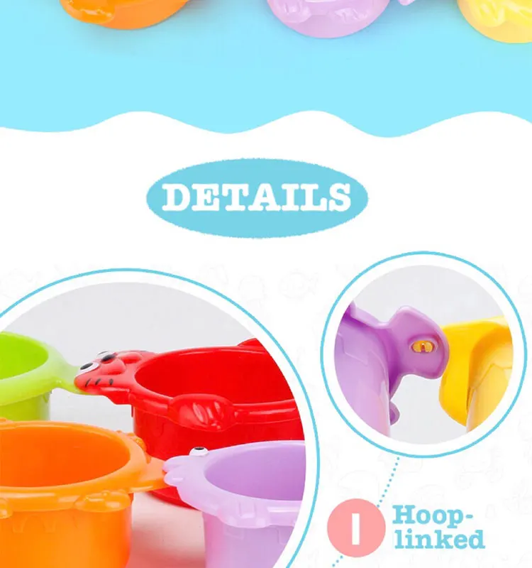 6 шт. набор стек чашки Детские игрушки для ванной ребенок ванная комната образование воды игрушка ребенок мальчик девочка от 1 до 3 ванна для малышей пена Пляж Бассейн