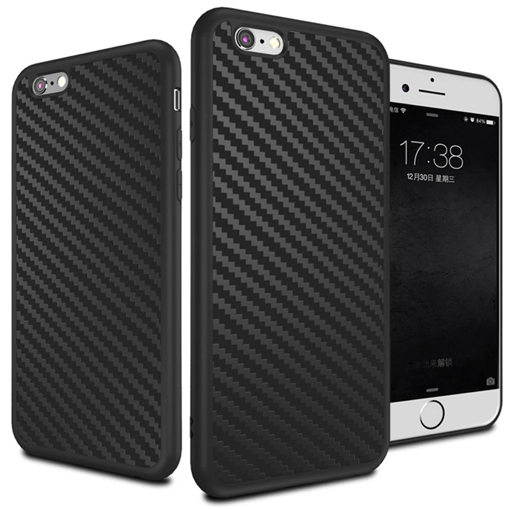 Soft Carbon Fiber Leather Rubber Case For iPhone 6 6s 4.7 inch Durabe