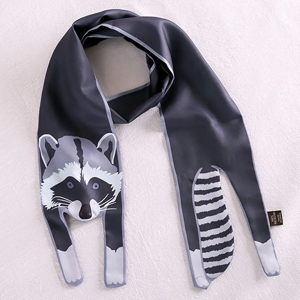 Дизайнерская сумка с шарфом, уникальная шелковая rfid-блокировка животных - Цвет: Raccoon