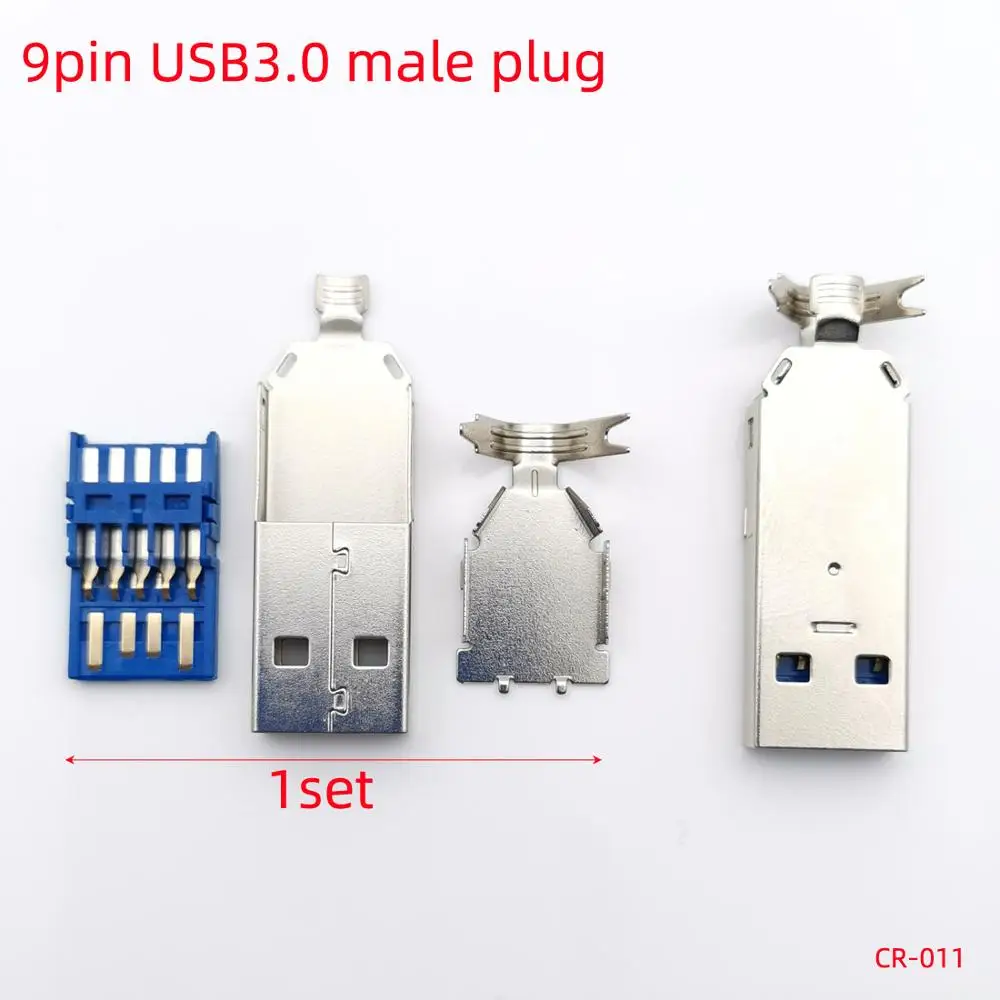 

10set Welded Wire Connector USB 2.0 jack Type-A USB 3.0 Male Plug 2A/5A large current Connection adapter accessories With case