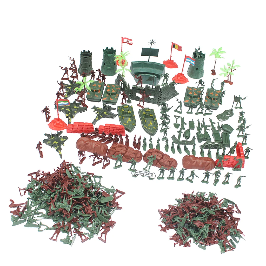 Пластиковый армейский мужской игровой набор 4 см солдатские фигурки с масштабируемыми транспортными средствами-290 шт миниатюрное расположение пейзажей Модели Строительные наборы