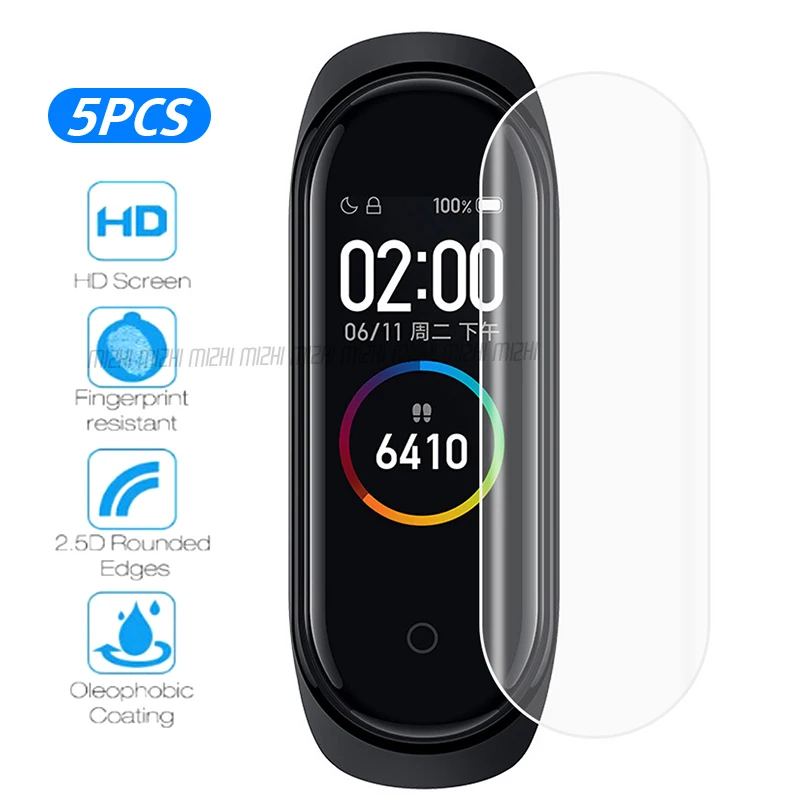 

5Pcs Ransparent Full Cover Clear Screen Protection Film For Xiaomi Mi Band 4 Smart Bracelet Wearable accessories on Mi Band4